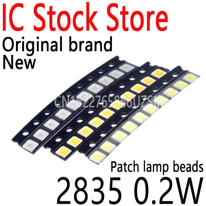 100PCS New and Original High Brightness SMD LED White Red Blue Green Yellow Light Diode 2835 0.2W