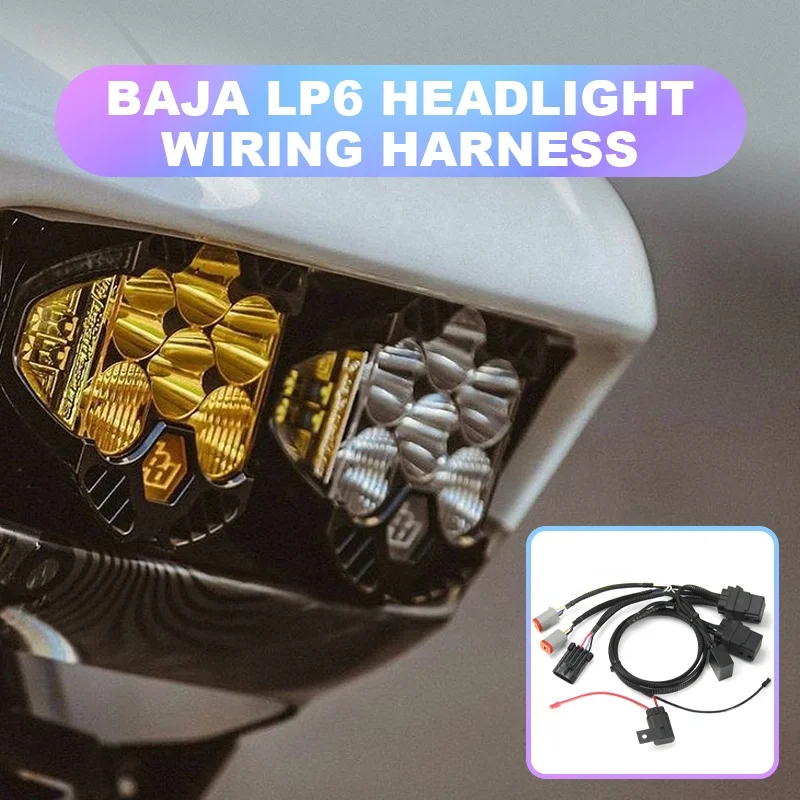 Baja LP6 Soft Light Headlight Wiring Harness for HD Touring Motorcycles Perfect Fit for Softail Road Glide FLHR FLHT FLHX