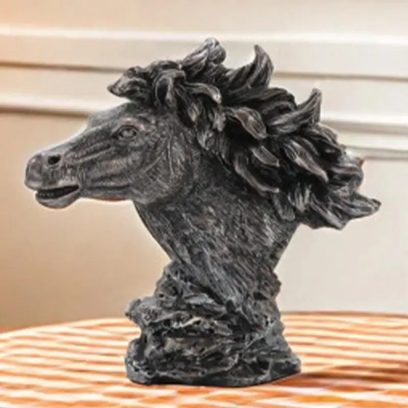 Horse Head Statue Desktop Creative Horse Head Figurine Elegant Horse Head Resin Art Statue for Living Room Bookshelf Display