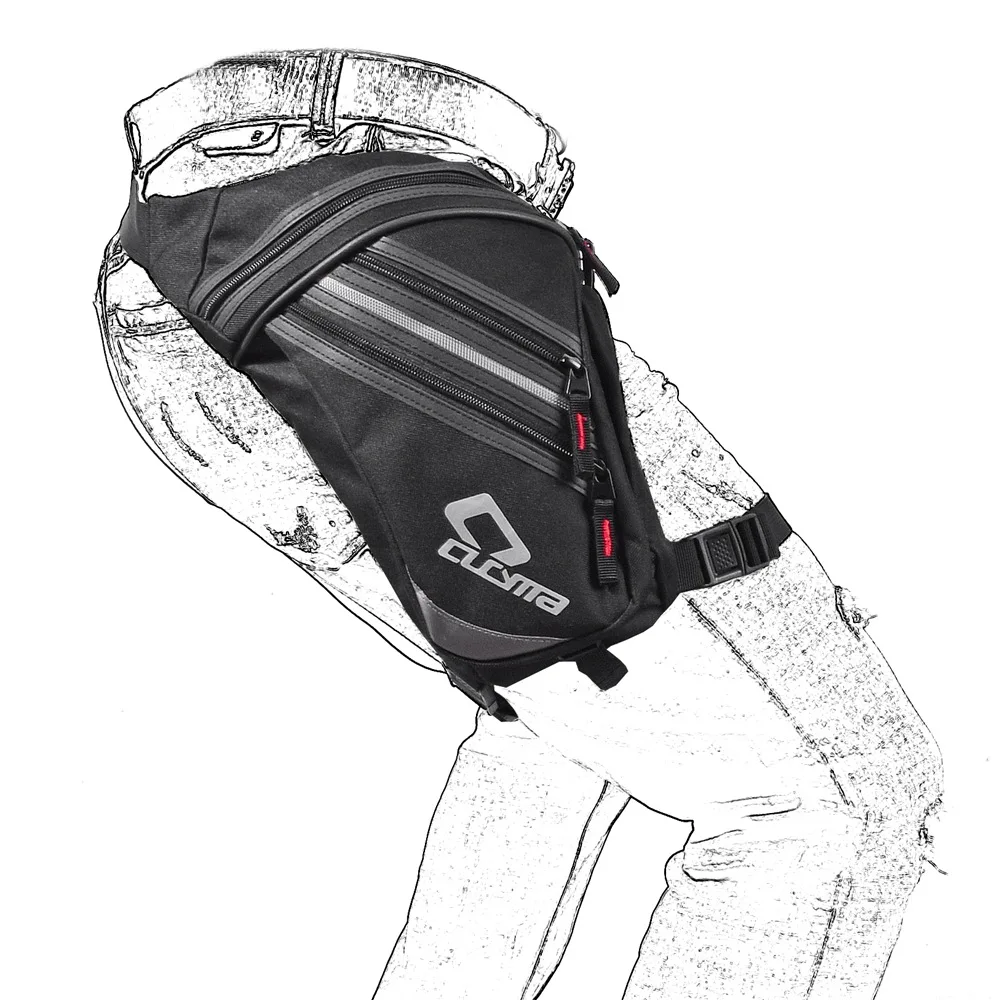 オートバイレッグバッグ-35l-反射性太ももウエストパック-マルチポケットライディングポーチ-調節可能なストラップ-男性用-女性用