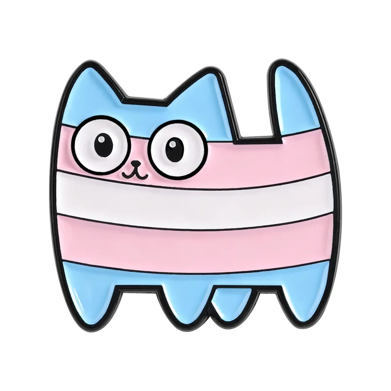 Cute Gradient-Striped Cat-Shaped Badges, Cartoon Animal Series Alloy Pins, Backpack and Clothing Accessory, Gifts for Friends