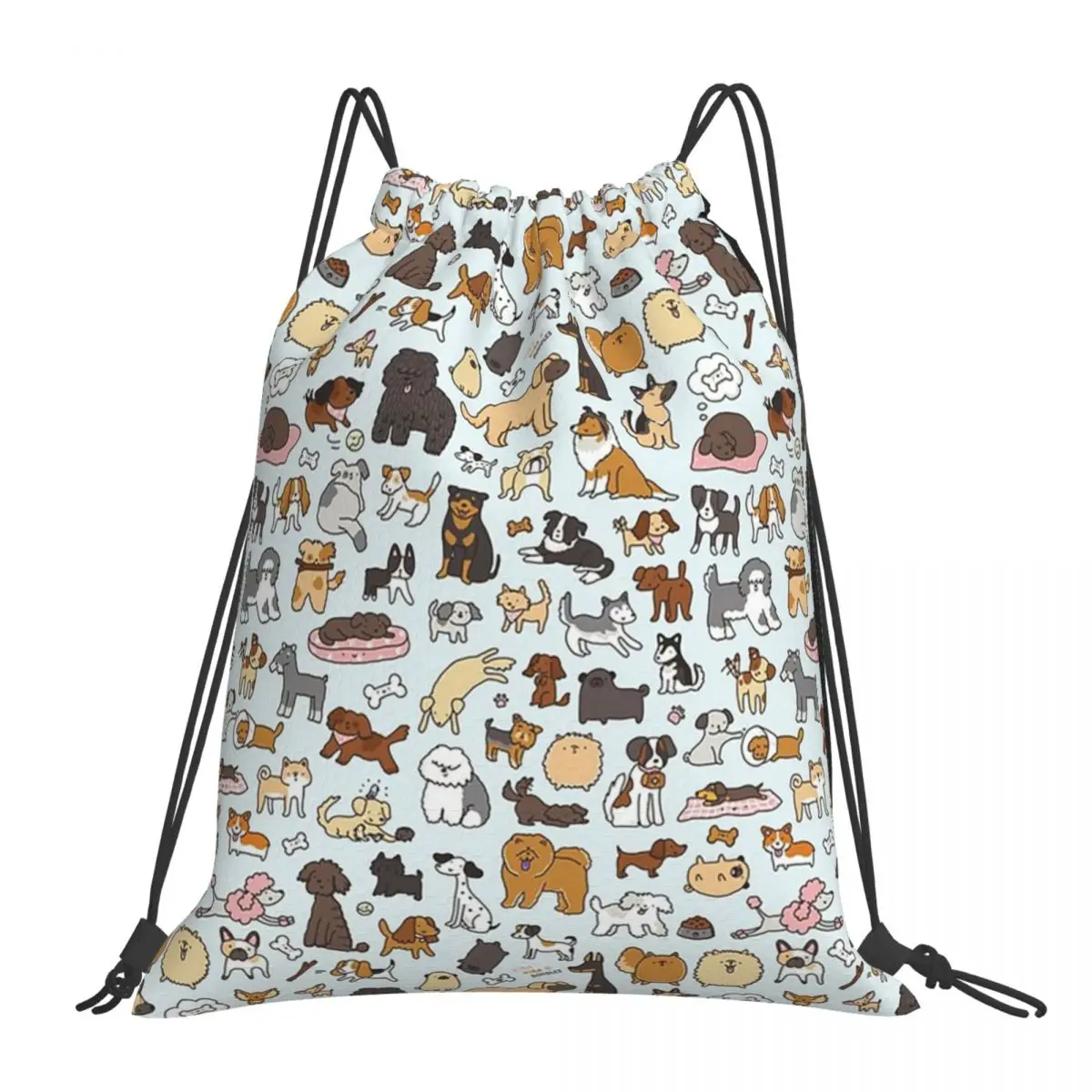 Doggy Doodle Backpacks Casual Portable Drawstring Bags Drawstring Bundle Pocket Sports Bag Book Bags For Travel School