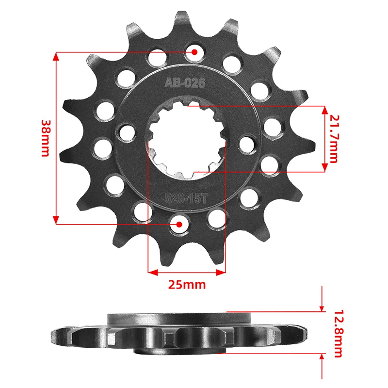 520-15t kette 15t motorrad 20crmnti front kettenrad leise für kawasaki klr650 KL650B2-B3 tengai klr650 klr 650 KL650A4-A19 – Detail 7