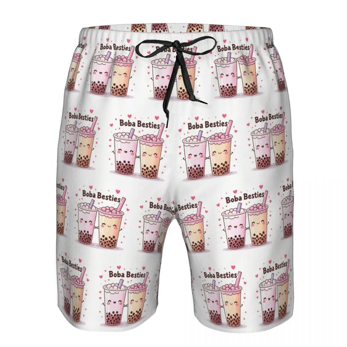 Boba Besties Cute Kawaii Bubble Tea Trunks Beach Board Shorts Casual Quick Dry Swimming Summer Men Pants