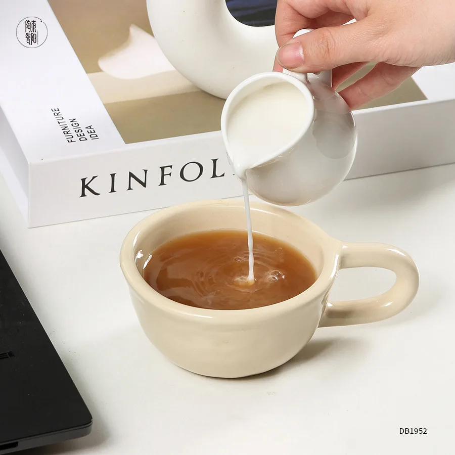 1pc Ceramic Mugs Coffee Cups Irregular Flower Milk Tea Cup ins korean style Oatmeal Breakfast Mug Drinkware Kitchen