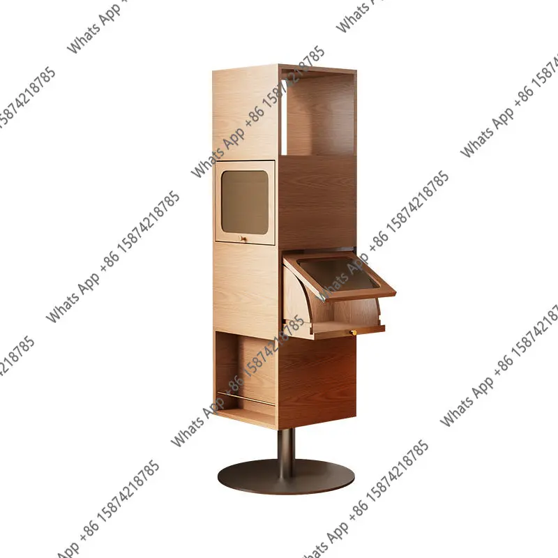 Solid wood rotating bookshelf 360 degree bookcase storage cabinet household living room movable children's floor rack