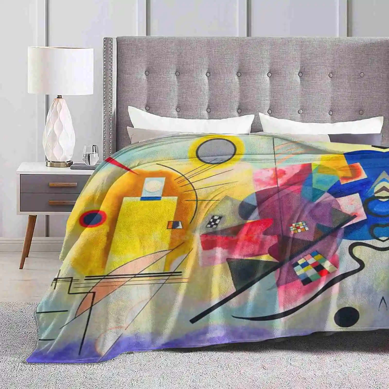 Wassily Kandinsky-Red , Yellow , Blue , ( Rouge , Jaune , Bleu ) Four Seasons Comfortable Warm Soft Throw Blanket Colorful