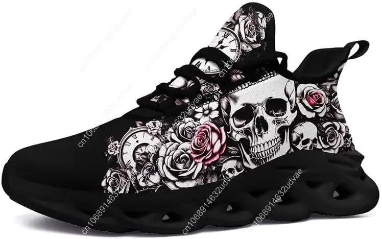 Fashion Skull Running Shoes for Men Women Edgy Elegance Sneakers Gothic Light Weight Mesh EVA Walking Tennis Sports Shoes