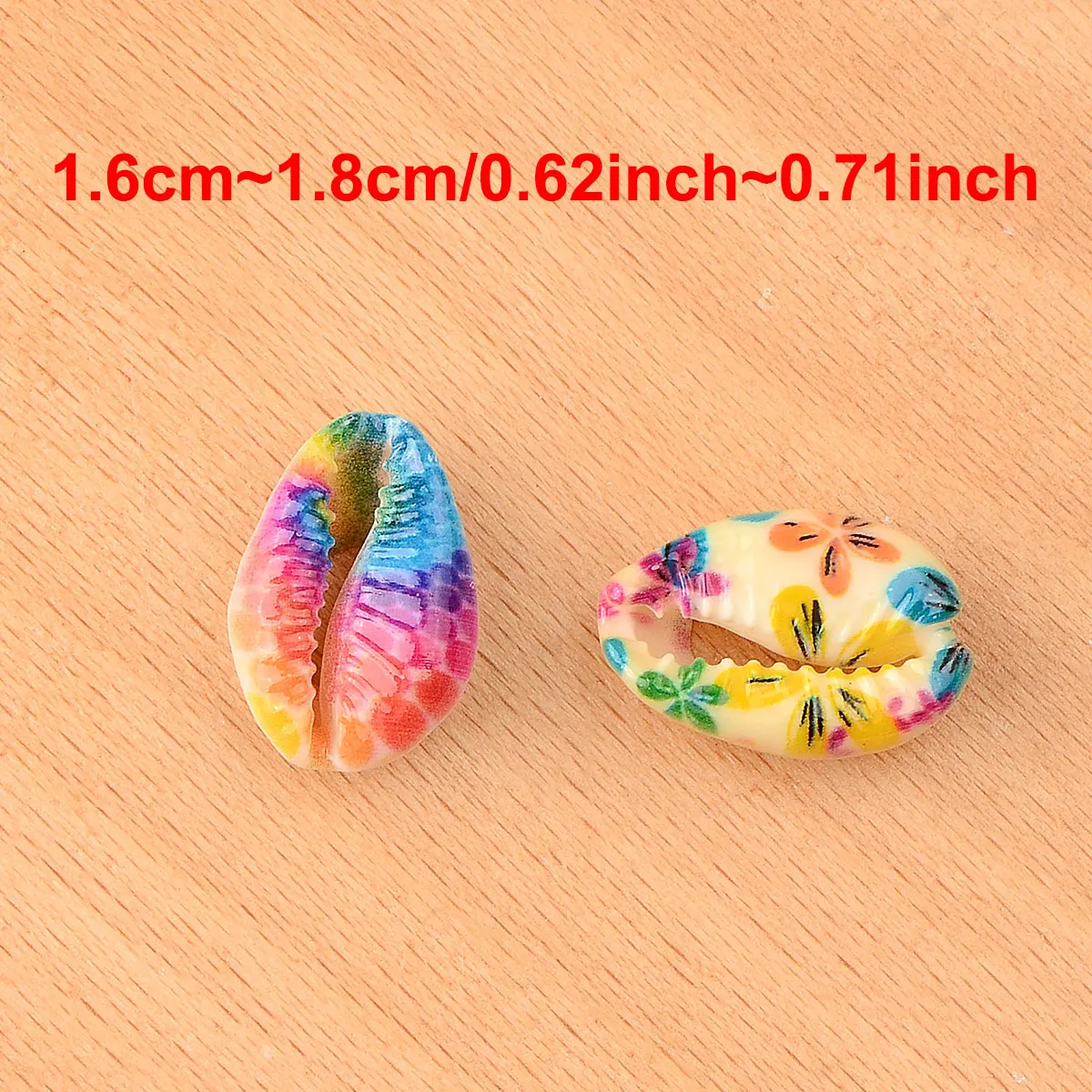 30pcs 1.6cm~1.8cm Random Color Mix Different Shape Different Size Painted Print Shell Beads For Jewelry Making DIY Accessories image 4