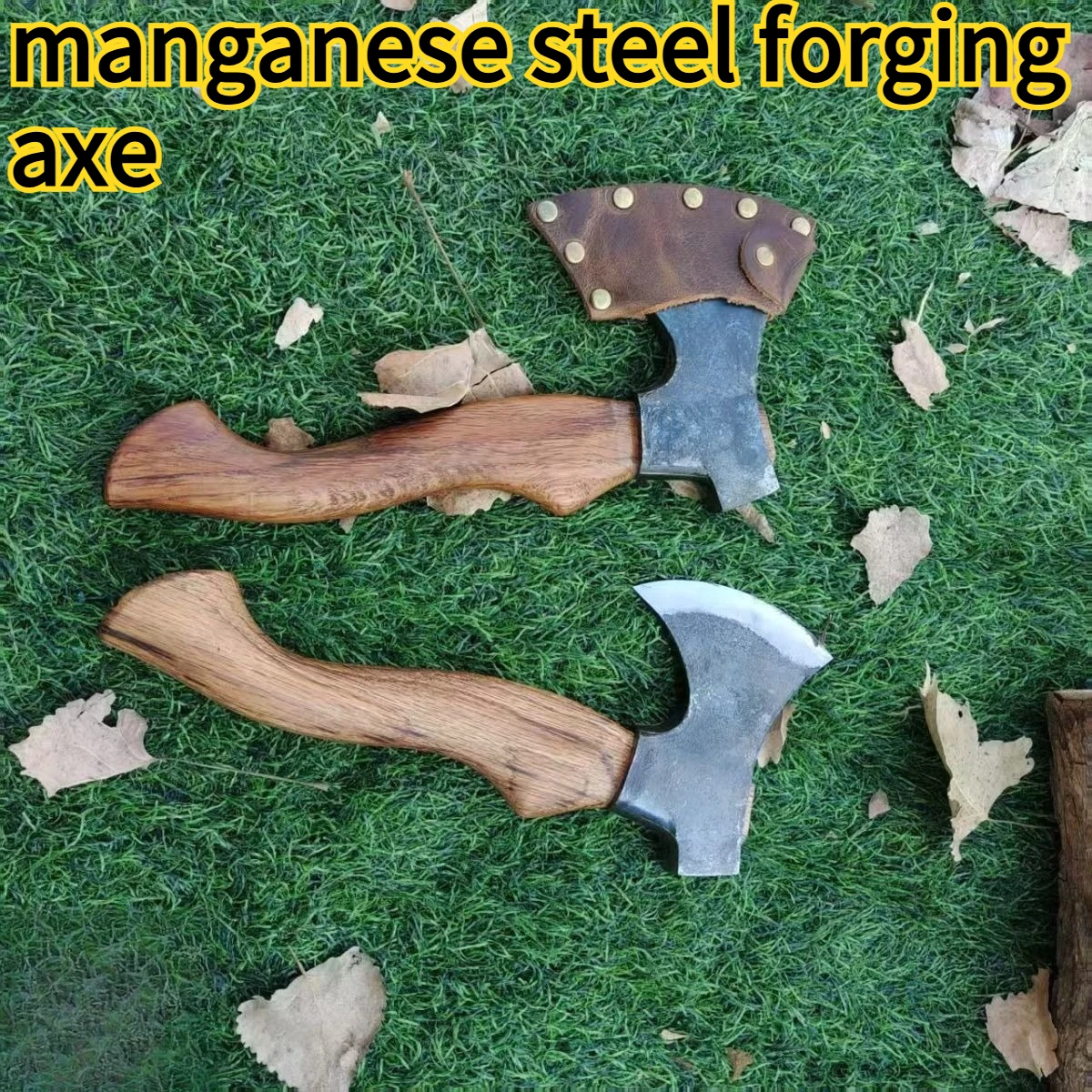 New Camping Manganese Steel Forging Axe with Leather Cover Outdoor Portable Multi-purpose Small Axe