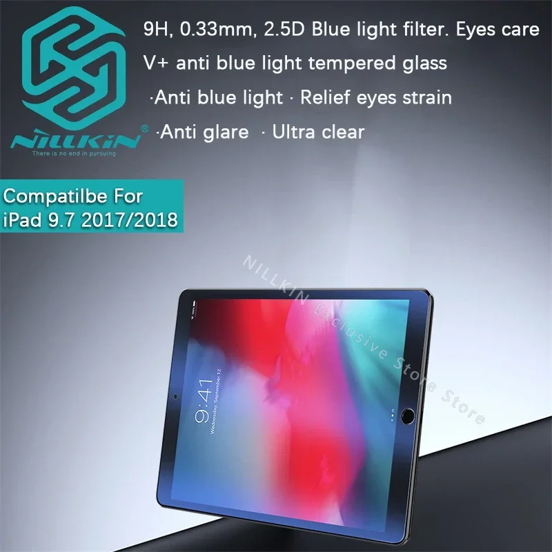 Nillkin For iPad Mini 6 2021/2019/Mini 4/iPad 9.7 2018/2017 V+ Anti-explosion Tempered Glass Anti blue light Glass film