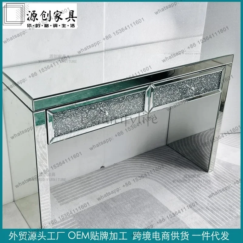 Entrance table Light luxury mirror dining table Bedroom dresser storage Multifunctional glass surface household