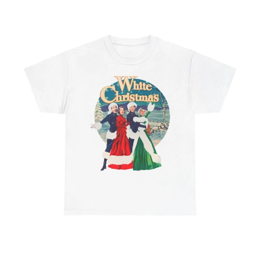 White Christmas Movie Men Women T-Shirt Vintage Style Xmas Tee Happy and Bright Christmas Holiday Short-sleeved Top Men Clothing