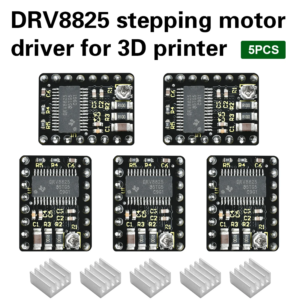 Keyestudio 5pcs DRV8825 Stepping Motor Driver For Arduino 3D Printer With Heat Sink High-powered Full Half 1/4 1/8 Six Modes