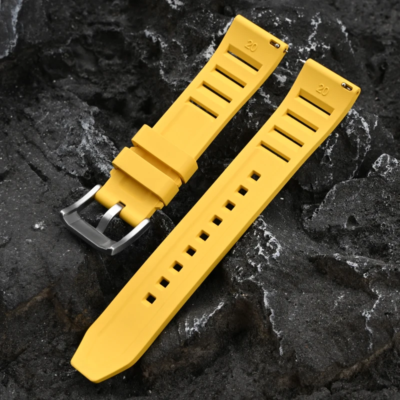 19/20/21/22/24mm FKM Fluoro Rubber Strap Stainless Steel Buckle Men Women Quick Release Diving Waterproof Replace Watch Band