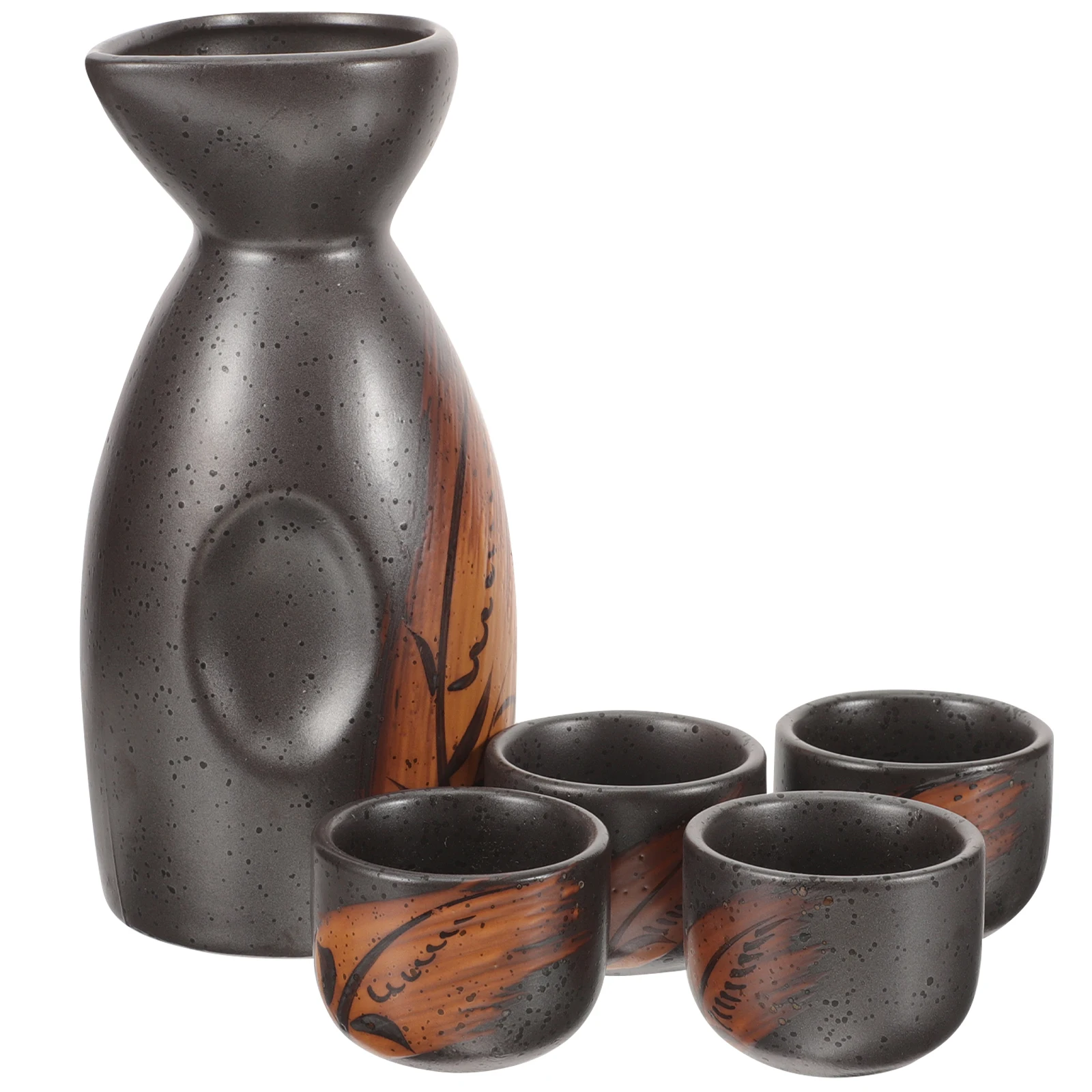 

1Set Japanese Sake Set Ceramic Sake Pot and Cups Traditional Vintage Porcelain Narrow Neck Pouring Spout Easy Clean Dishwasher