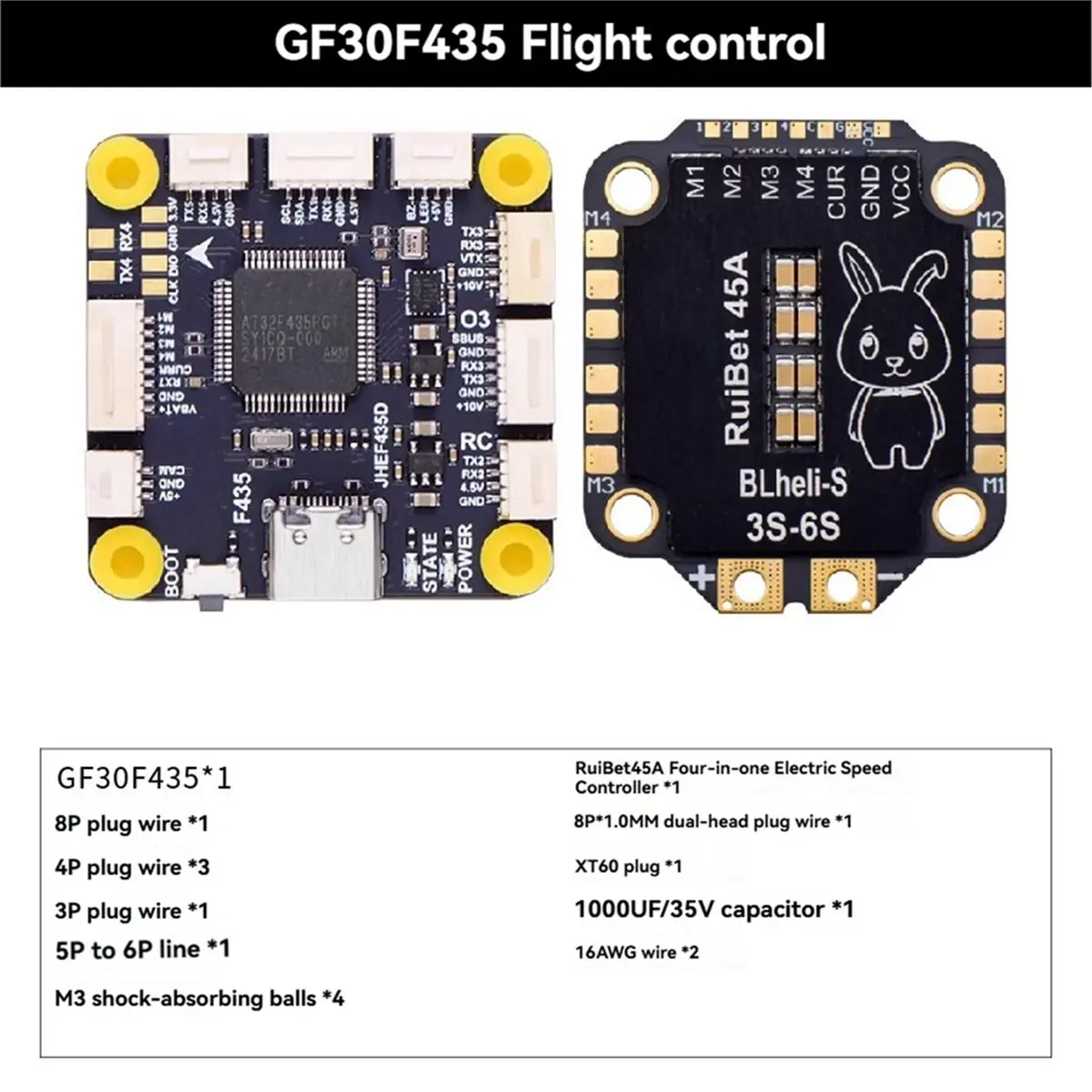 F435 FC&ESC FPV Stack GF30F435 Flight Controller 55A 4in1 ESC GF30F435 Flight Controller PCB