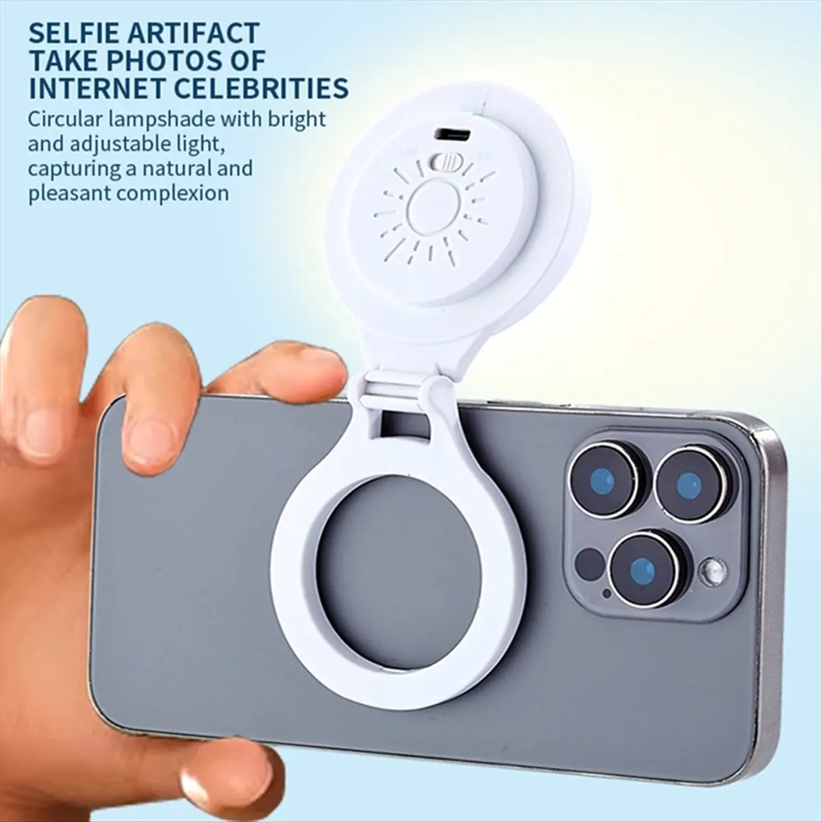 For Mobile Phone Magnetic Fill Light Selfie Beauty Light Mobile Phone Fill Light Portable Mini Black