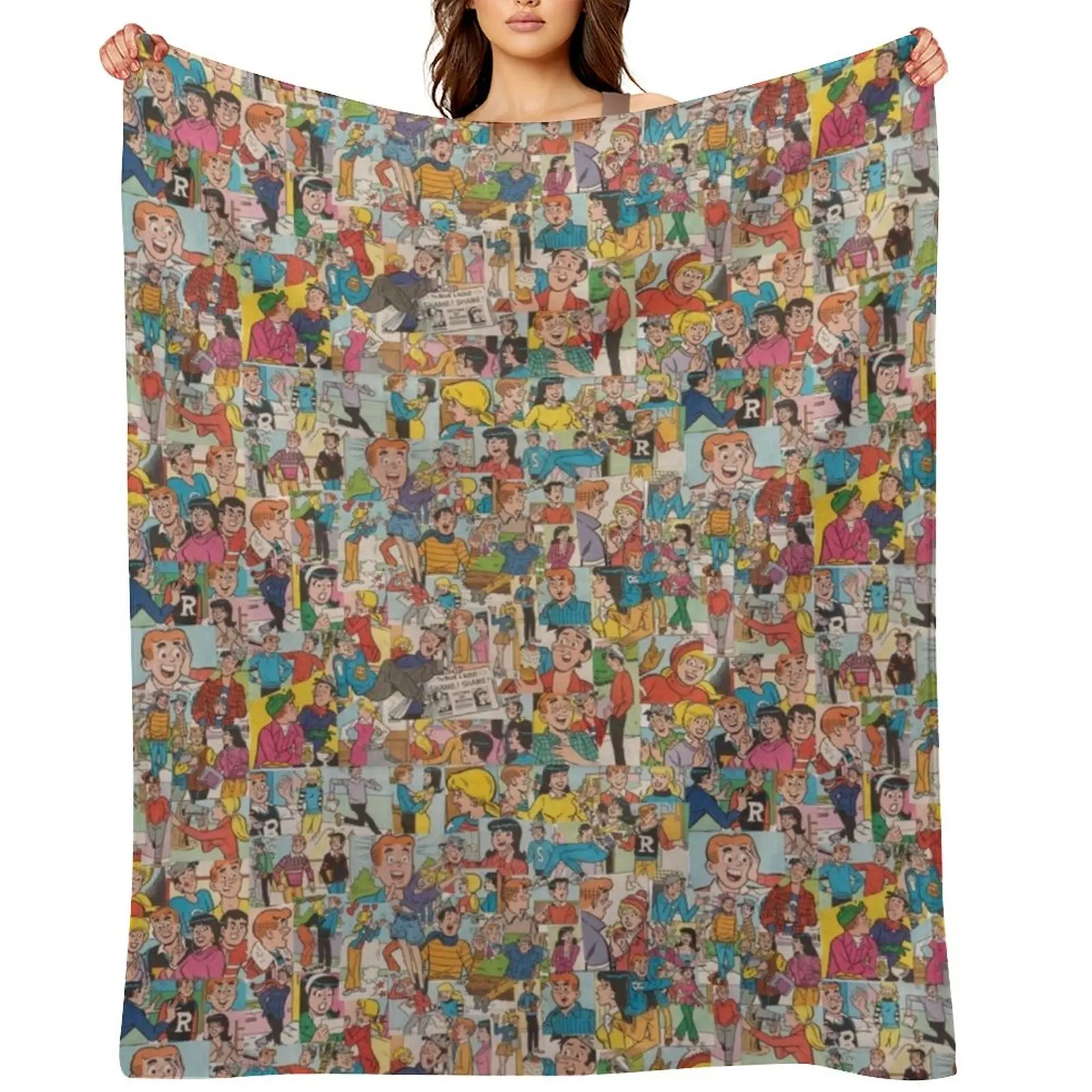 

Archie Comics Collage #2 Throw Blanket Multi-Purpose Loose Plaid on the sofa blankets and throws Blankets