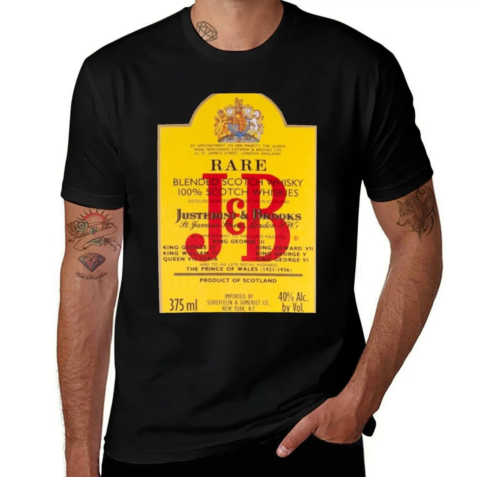 Camiseta J&B Rare Scotch Whisky Blend con estampado de moda, informal, de manga corta