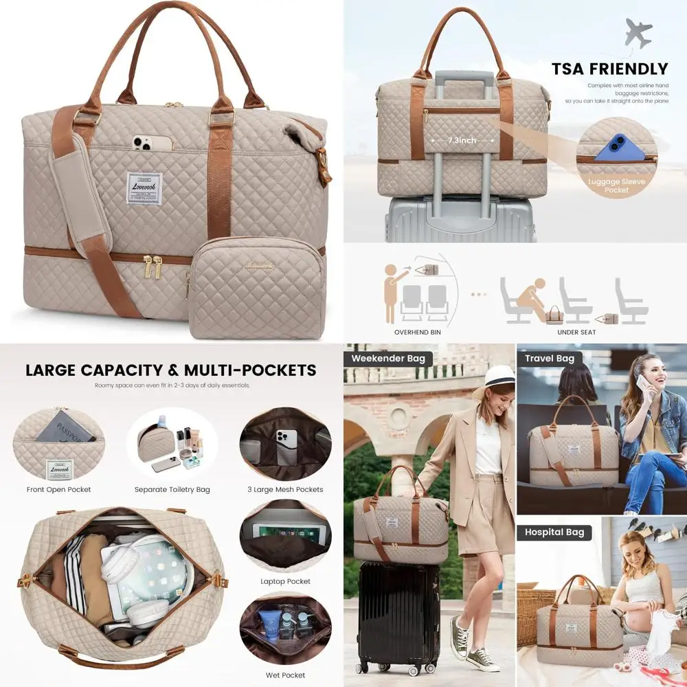 

Женская дорожная сумка Weekender с отделением для обуви, ручная кладь в ночное время и спортивная сумка, включая косметичку для универсального использования