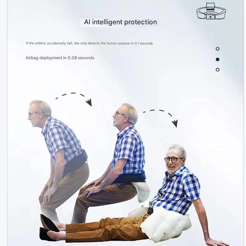 The elderly safety fall detection monitoring with adjustable posture correction support device intelligent posture aligner