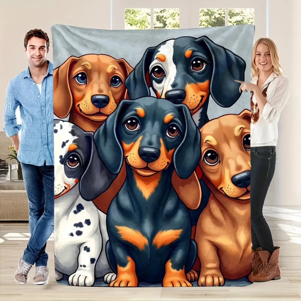 Super Soft Dog Puppy Family Group Blanket Throw 150x200cm Cozy Pet Lover Decorative Print Realistic Dog Art Gift