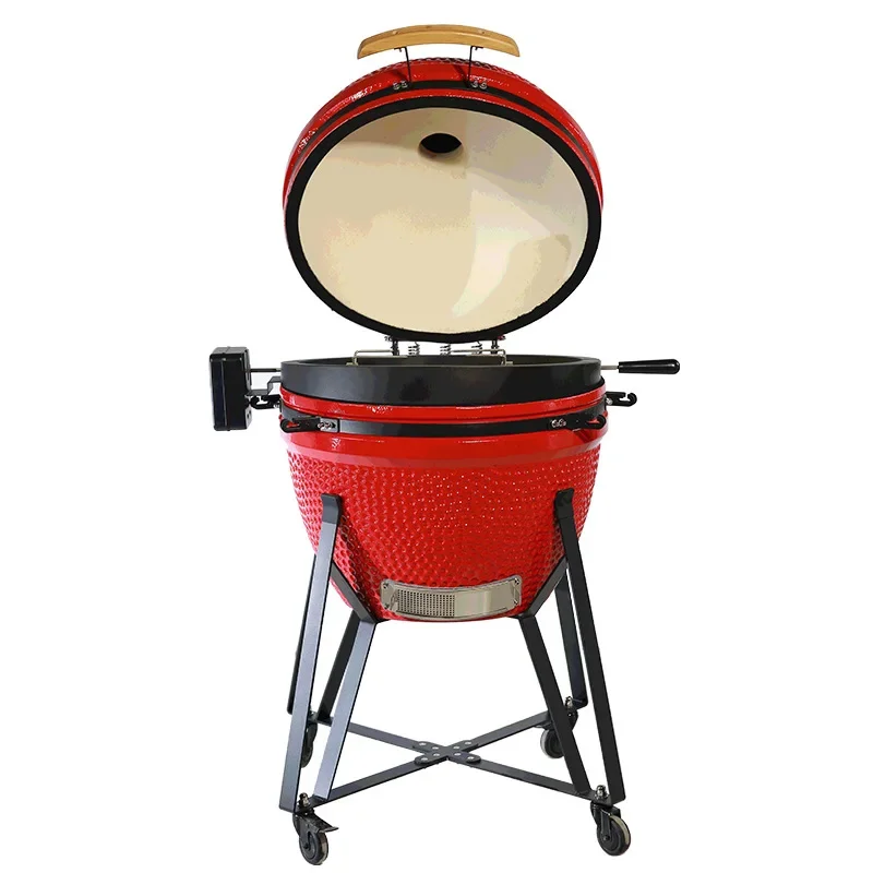 

With electric, motor, automatic, chicken rack, stainless steel, cast iron, material, ceramic oven