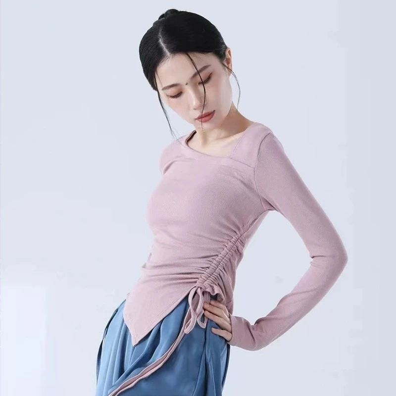 

UK Latin&Chinese Dance Wear-Thumbhole Long Sleeve Top with Posture-Enhancing Fit for Women Fall Winter Classical dance costumes