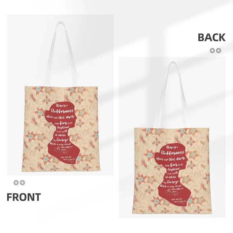 Custom Jane Austen Pride And Prejudice Quote Canvas Shopping Bags Women Portable Groceries Tote Shopper Bags