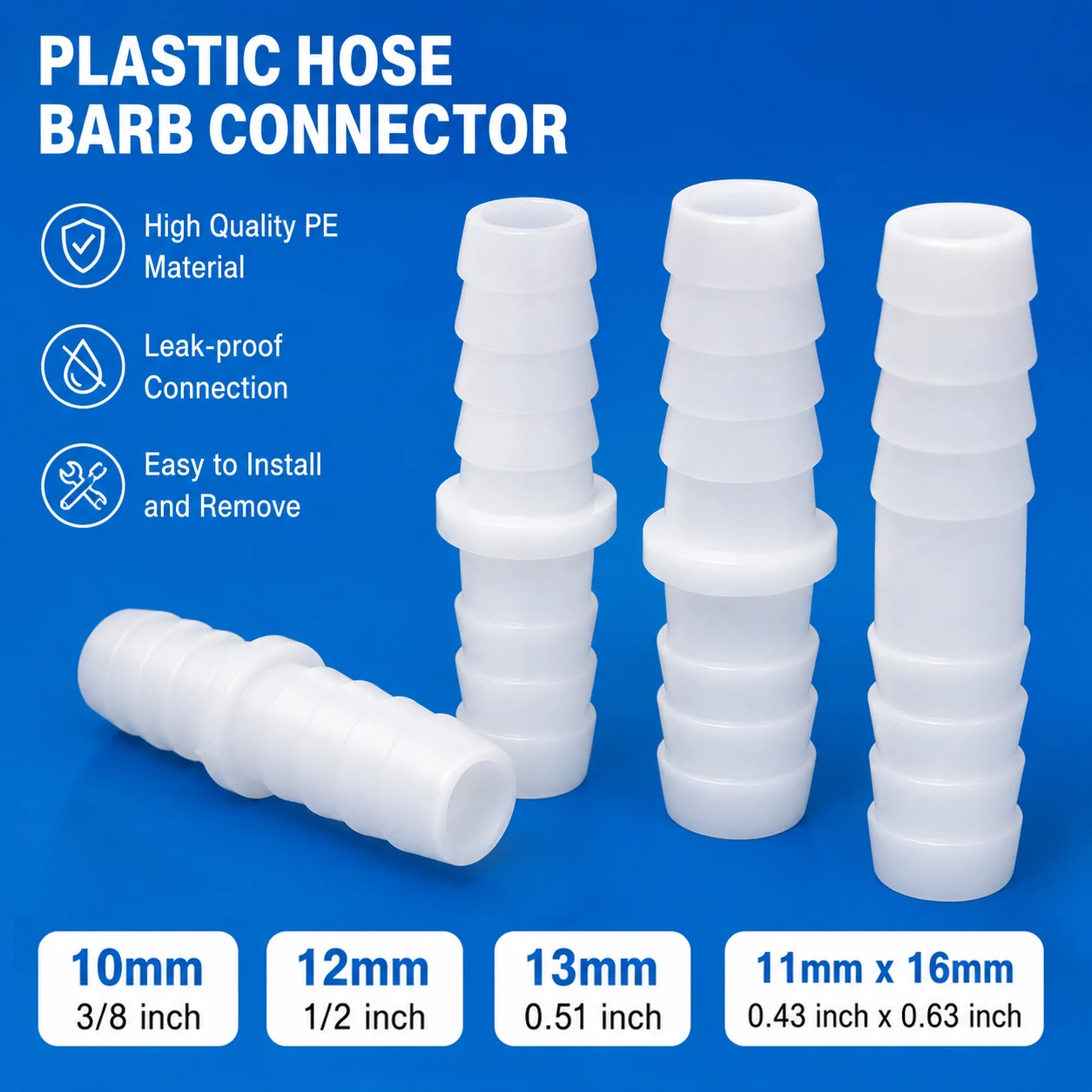 5/10Pcs 10-16mm Plastic Equal Straight Connector, Aquarium Airs Pump Hose Adapter Water Pipe Fitting Joint
