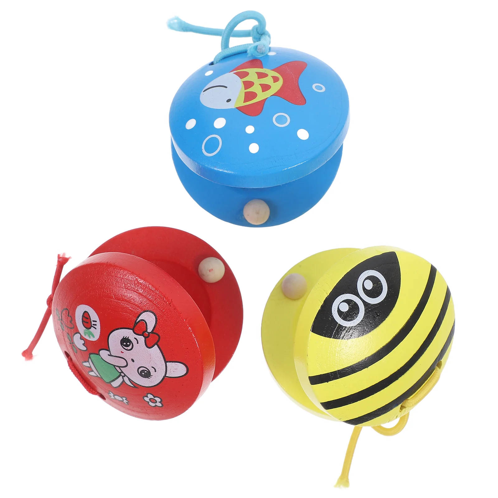 3 Pcs Musical Education Toy Cartoon Animal Castanets Interesting Instrument Wooden for Kids Toys Instruments