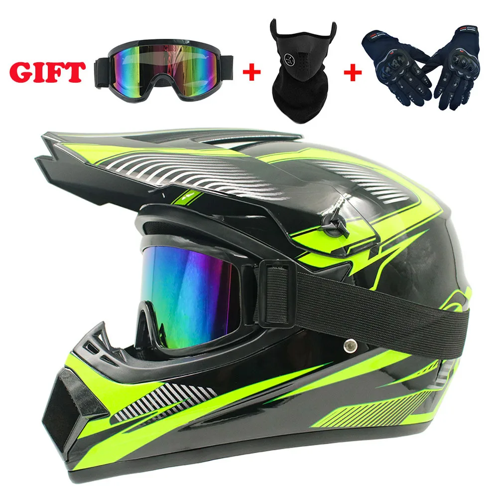 

Motorcycle Helmet for Men Capacete Off-Road Helmet Bicycle Downhill casco Karting Cross Helmet Gift Glove,Goggles，Face Shield