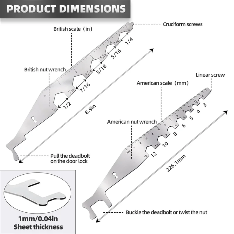 T19C 6Pcs Universal Tool Kit,High Elastic Stainless Steel Repair Tools,Multipurpose Home Tools Set