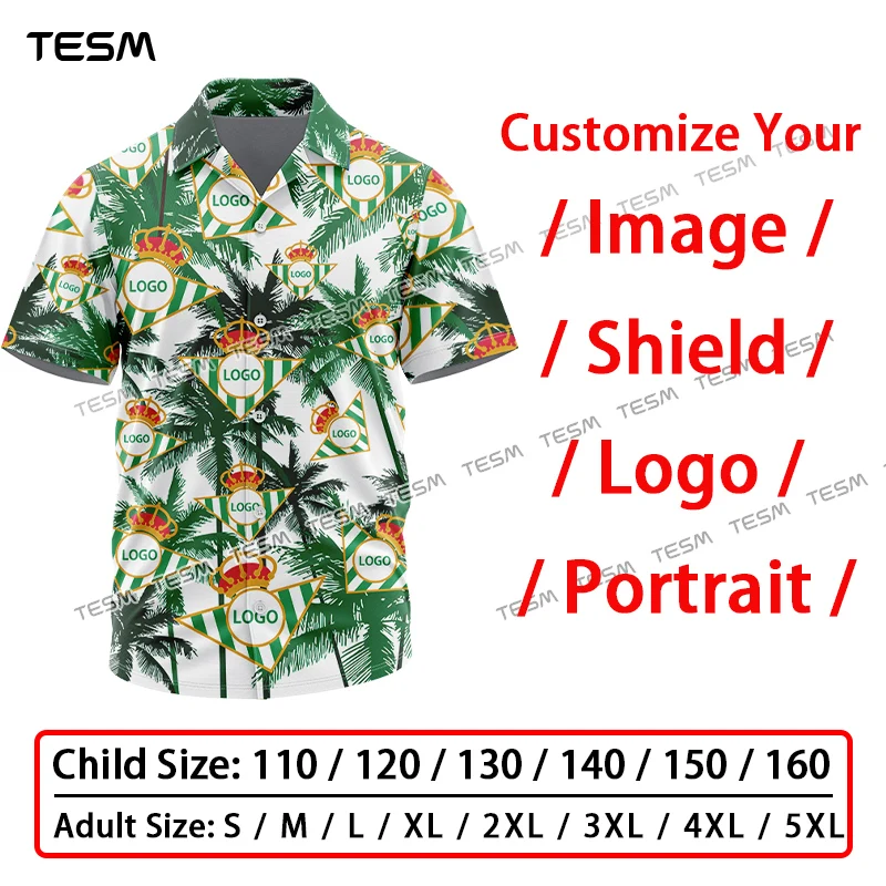 

Custom Hawaiian Shirt Unisex Funny Personalized 3D Printed Button Shirts 2025Beach Short Sleeves Lapel Shirts DIY Women Blouse