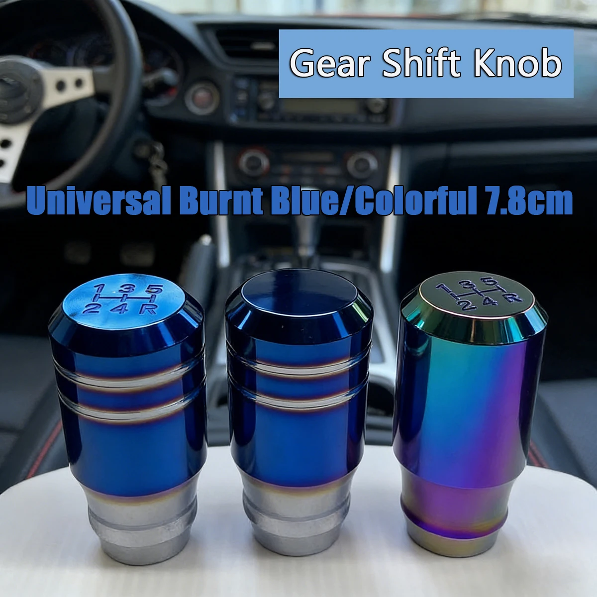 

Universal 7.8cm Burnt Blue Colorful Alloy Shift Knob Comfort Grip For Auto & Manual Transmission Cars