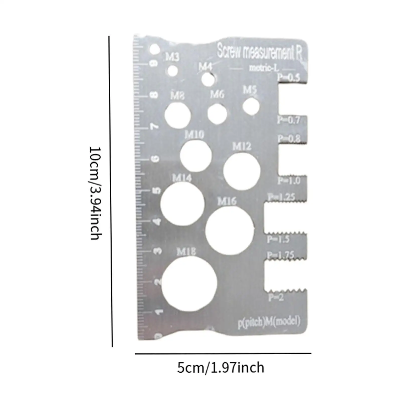 Stainless Steel Screw Thread Measure Gauge Portable Metric Ruler Durable Clear Scale Tool for Bolts Nuts Maintenance Jobs