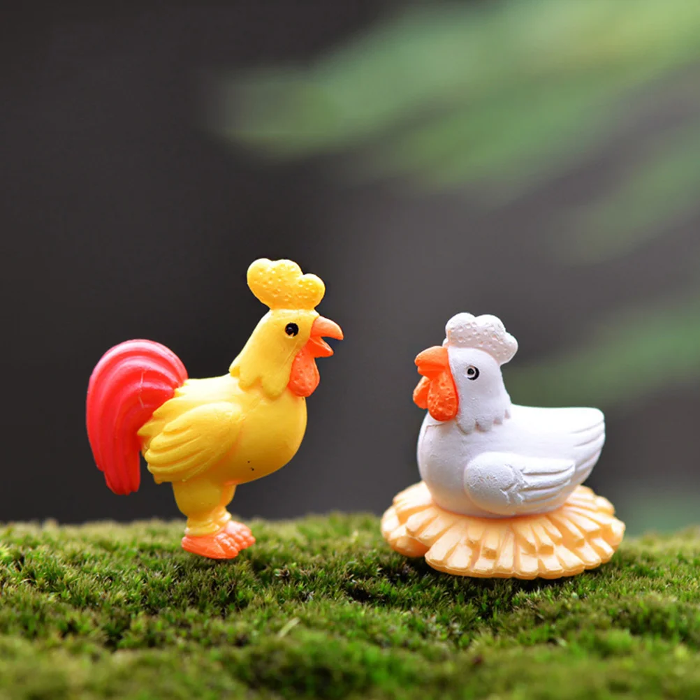 

12Pcs Adorable Mini Chicken Ornament Hen Craft PVC Garden Decor Yellow White Set Chicken Ornament Hen Craft Garden Decor