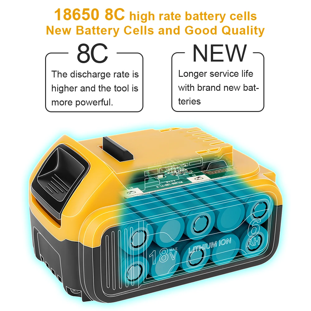 Batteria Camason 6Ah per utensili elettrici Dewalt 18V 20V accessori per utensili elettrici ricaricabili batterie al litio sostituire DCB200 184