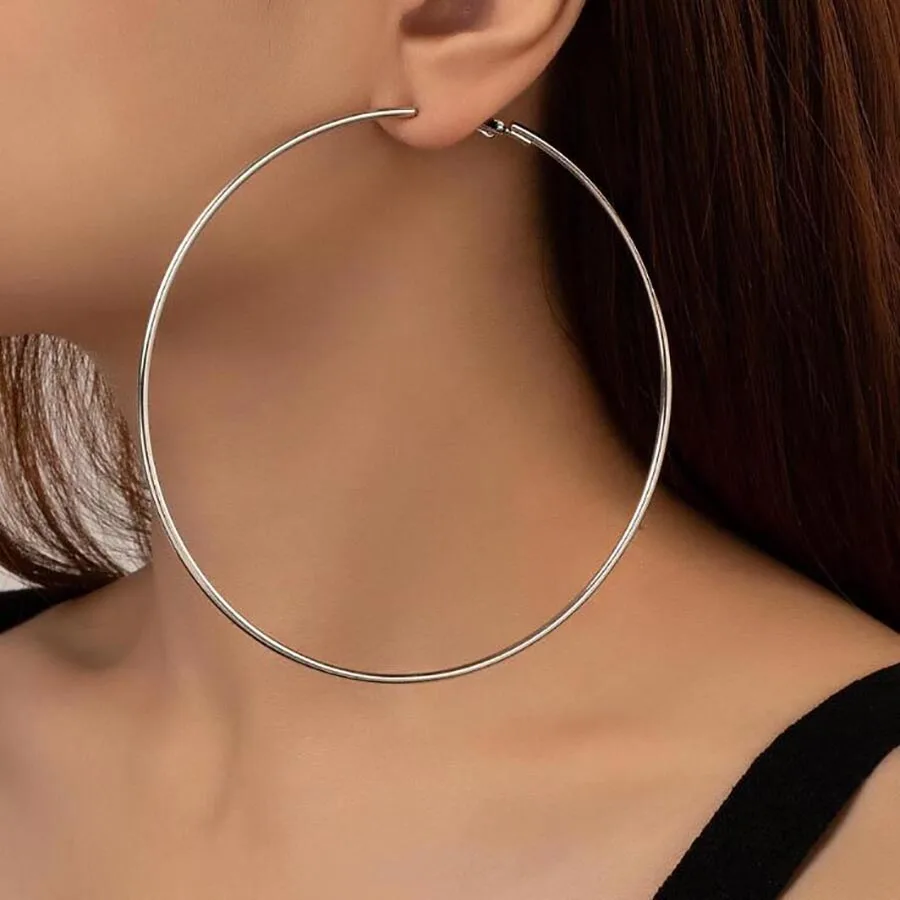 BLIJERY Trendy Oversized Hoop Earrings Big Smooth Circle Earrings Basketball Brincos Punk Style Loop Earrings for Women Jewelry