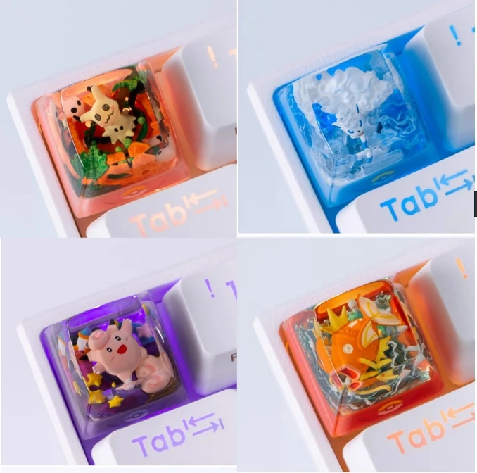 

Pokemon Anime Character Keycap Mechanical Keyboard Resin Transparent Stereoscopic Keycap Kingler Dragonair Gible Vulpix Lapras