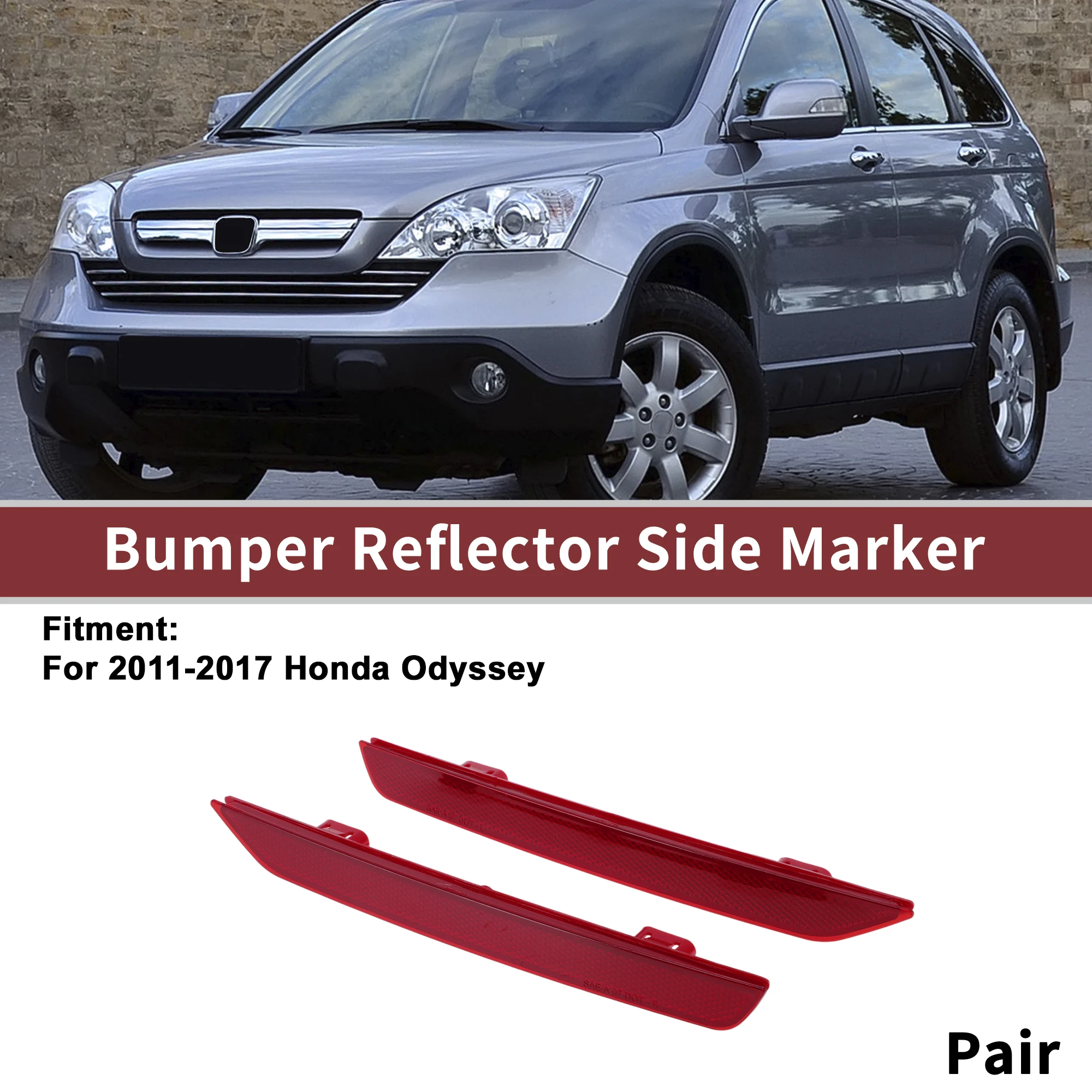 

UXCELL 1 Pair Rear Left Rear Right Bumper Reflectors No.33505TK8A01 Bumper Reflector Side Marker for Honda Odyssey
