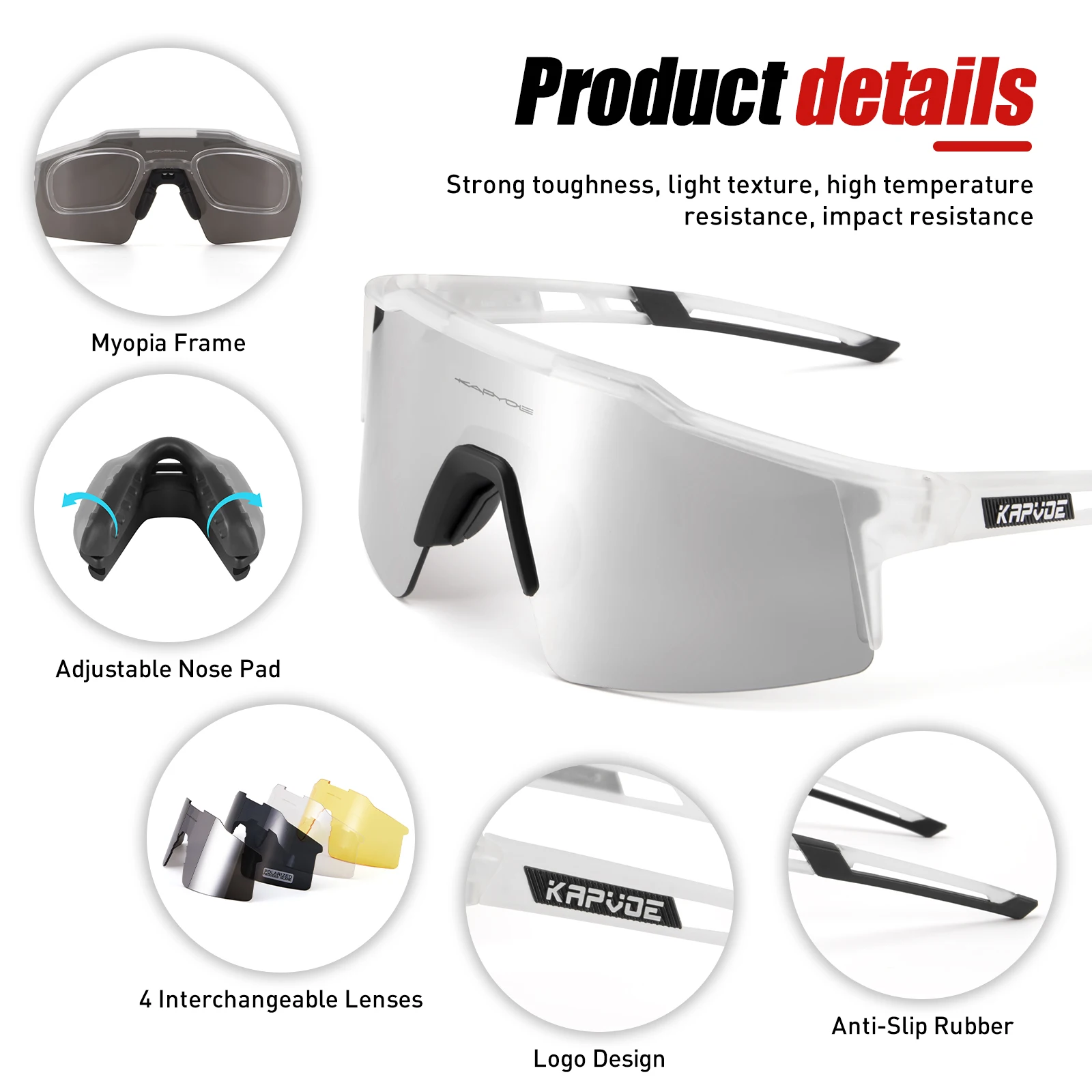 Kapvoe Bike Sunglasses Cycling Glasses for Man MTB Goggles Women Outdoor Camping Hiking Sports UV400 Riding Bicycle Eyewear