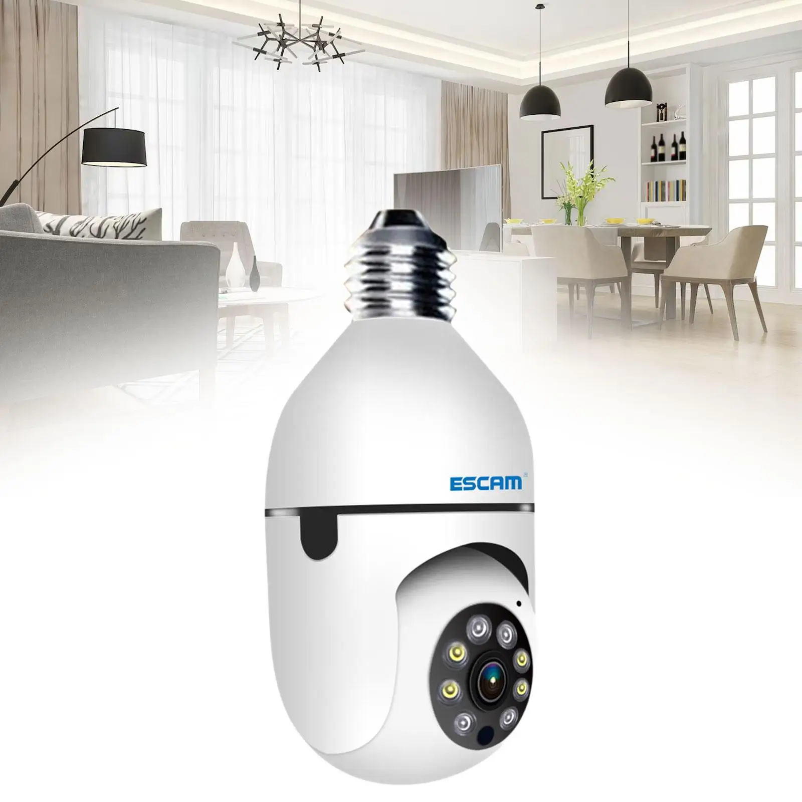 Bulb Home Security Camera Full Color Vision Pan Tilt Security Camera