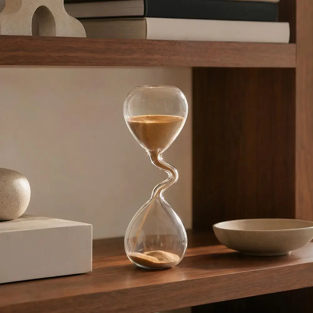 Stress Relief Hourglass Twisted Neck Hourglass Ornament High Glass Sand Timer Desktop Decor Stress Relief Gift for Home Office
