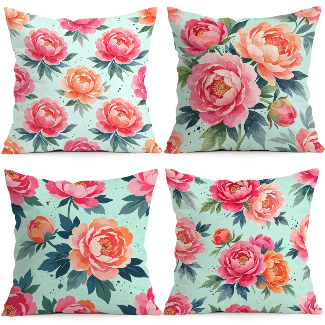 Splashing Ink Flowers Pillowcase Printed Polyester 40/45/50cm Throw Pillowcover Decorative Sofa Cushion Pillowslip Home Decor