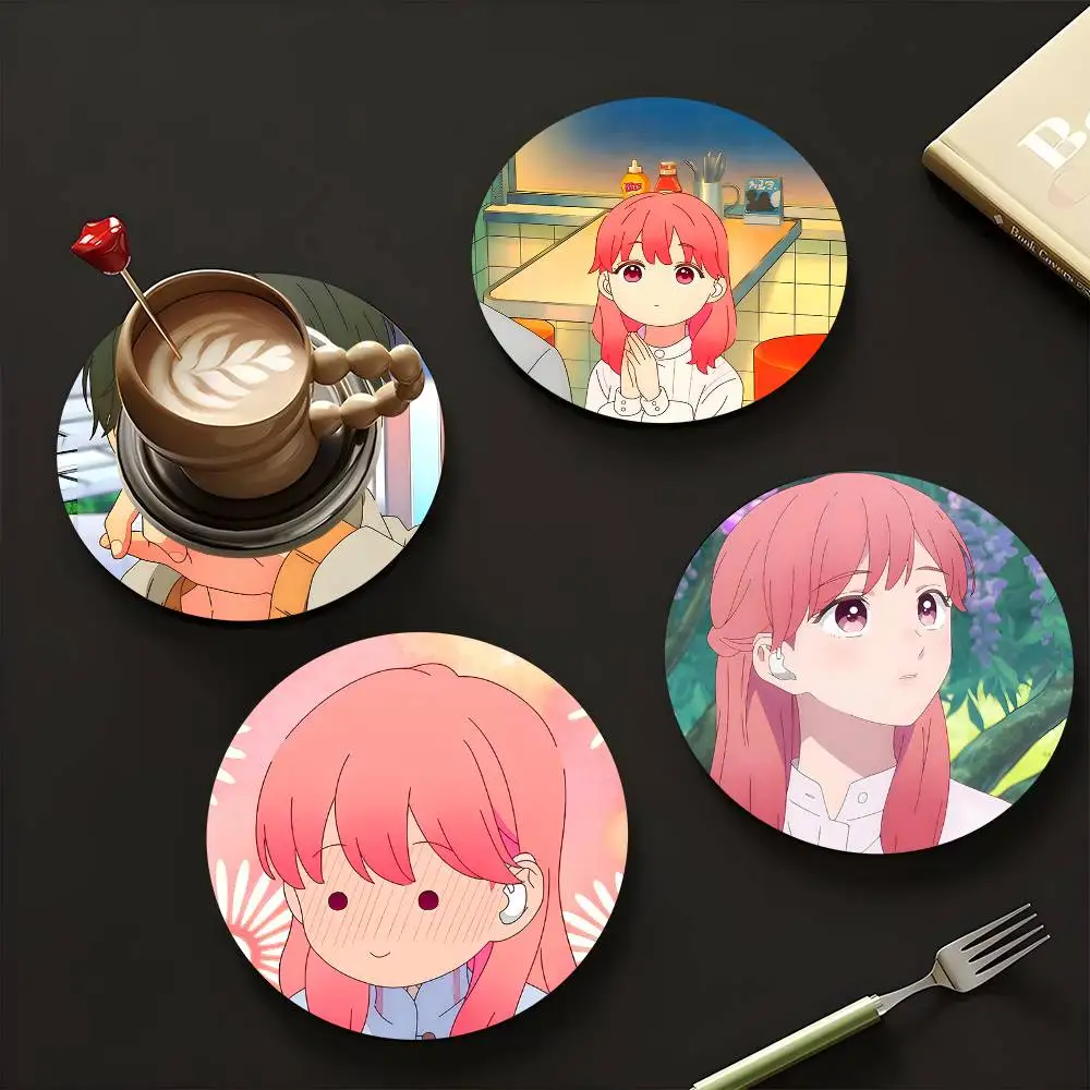 1pc A Sign Of Affection Wooden Coaster Colour Printing Cup Mat Home Desk Decoration Gifts