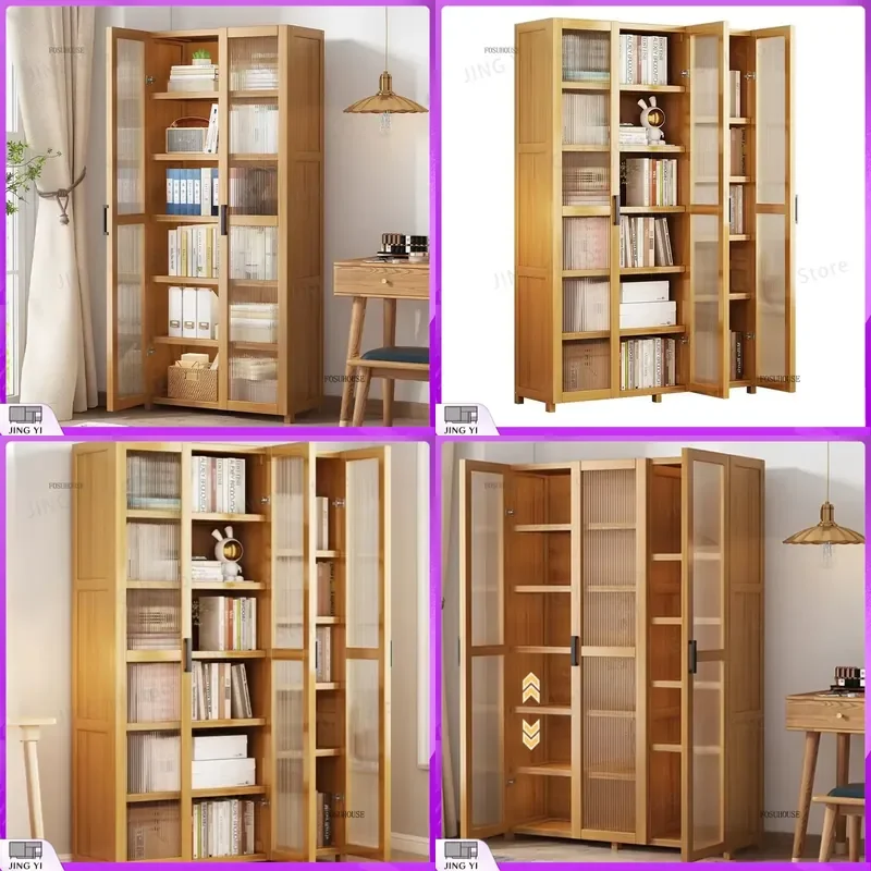 Multi-layer Acrylic Living Room Display Cabinet Bookshelf with Transparent Doors Floor Standing Storage Rack for Books