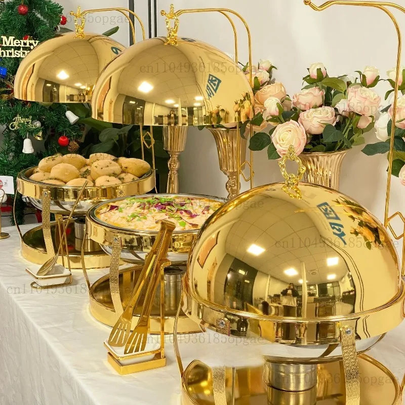 Cross-border stainless steel buffet stove round four-spherical foot stove restaurant hotel breakfast stove buffet