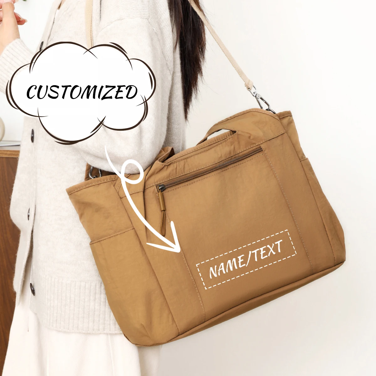 

High-end logo canvas handbags, large-capacity handbags, commuter shoulder bags, college students' class schoolbags,exclusive di